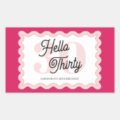 Hallo Thirty Wavy Groovy 30e verjaardag Rechthoekige Sticker (Voorkant)
