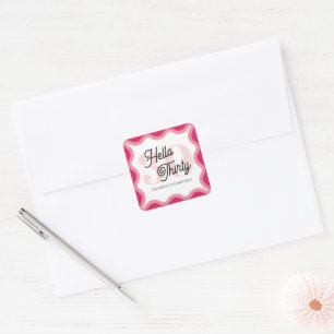 Hallo Thirty Wavy Groovy 30e verjaardag Vierkante Sticker