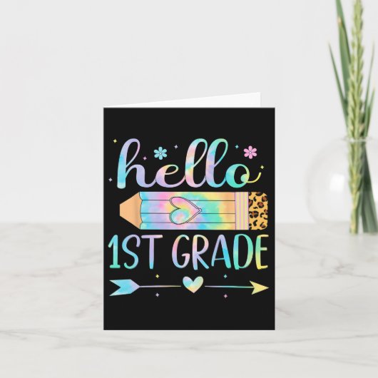 Hallo Tie dye 1e klas terug naar school Kaart (Voorkant)
