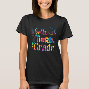 Hallo Tie Dye 3rd Grade Docent Studenten Eerste Da T-shirt