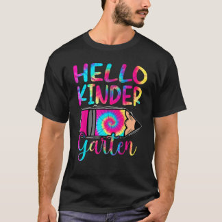 Hallo Tie Dye Kindergarten Eerste Dag van de Schoo T-shirt