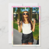 Hallo Tie dye unicorn regenboog pastel font foto Kaart (Achterkant)