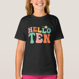 Hallo tien 10 jaar oud 10e verjaardag meisje leeft t-shirt