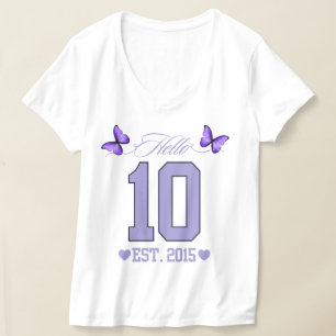 Hallo Tien cijfers Schattigee Coquette 10e Verjaar T-shirt