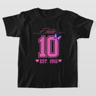 Hallo Tien cijfers Schattigee Coquette 10e Verjaar T-shirt