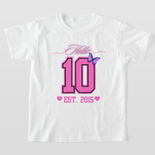 Hallo Tien cijfers Schattigee Coquette 10e Verjaar T-shirt