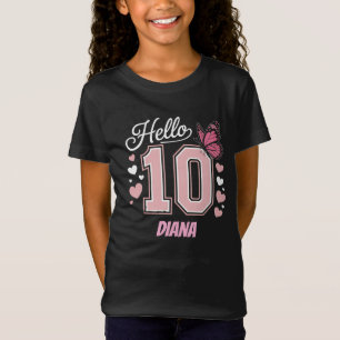 Hallo Tien dubbele 10e verjaardag meisje gepersona T-shirt