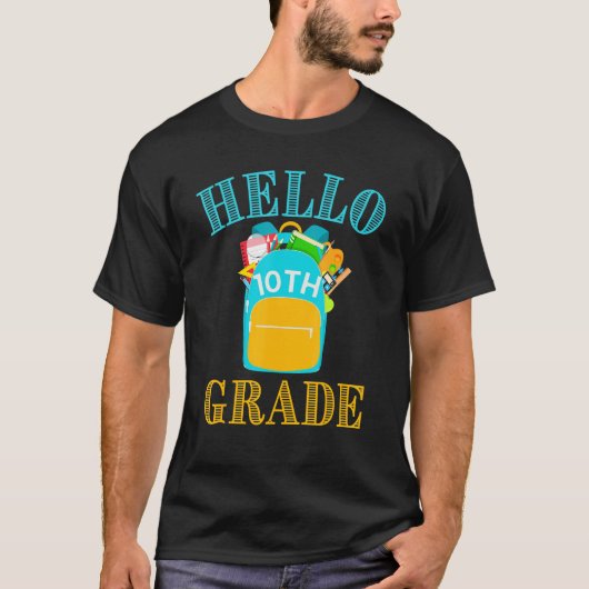 hallo tiende graad terug naar school 1e dag rugzak t-shirt (Voorkant)