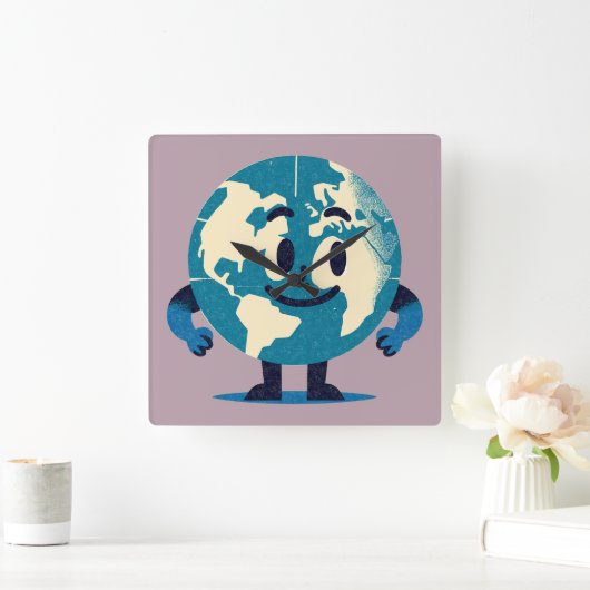 Hallo Tiny World Wall Clock Vierkante Klok (Huis)