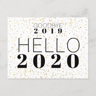 Hallo Tot ziens 2019 2020 Happy New Year Confetti Feestdagenkaart