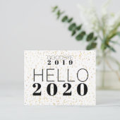 Hallo Tot ziens 2019 2020 Happy New Year Confetti Feestdagenkaart (Staand voorkant)