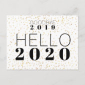 Hallo Tot ziens 2019 2020 Happy New Year Confetti Feestdagenkaart (Voorkant)