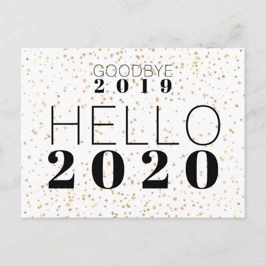 Hallo Tot ziens 2019 2020 Happy New Year Confetti Feestdagenkaart (Voorkant)