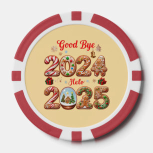 Hallo Tot ziens 2024 2025 Happy New Year Design Poker Chips