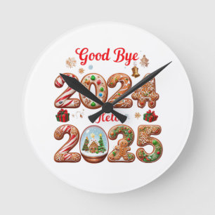 Hallo Tot ziens 2024 2025 Happy New Year Design Ronde Klok