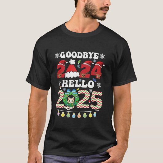 Hallo Tot ziens 2024 2025 Happy New Year's Eve Chr T-shirt (Voorkant)