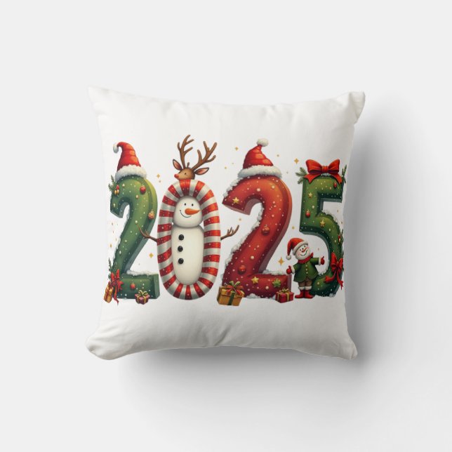 Hallo Tot ziens 2024 2025 Vrolijk Kerstfeest Kussen (Voorkant)