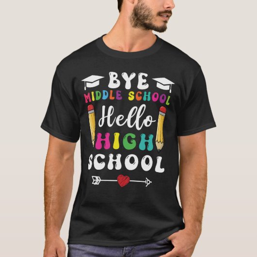 Hallo Tot ziens middelbare school T-shirt (Voorkant)