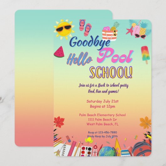 Hallo Tot ziens Pool Kaart (Voorkant / Achterkant)