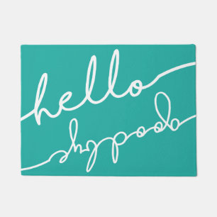 hallo Tot ziens Typografie - Kies uw kleur Deurmat