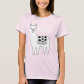 Hallo Trendy Black & White Llama Schets T-shirt (Voorkant)