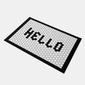 hallo Trendy Faux Tegel Black & White Thick Border Deurmat (Schuin)