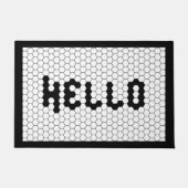 hallo Trendy Faux Tegel Black & White Thick Border Deurmat (Voorkant)