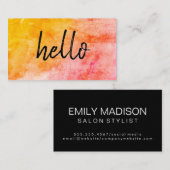Hallo Trendy handgeschreven Waterverf Visitekaartje (Voorkant / Achterkant)