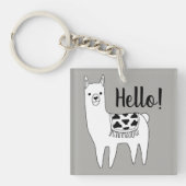 Hallo Trendy Llama Sketch Sleutelhanger (Voorkant)