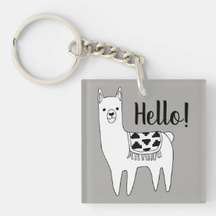 Hallo Trendy Llama Sketch Sleutelhanger