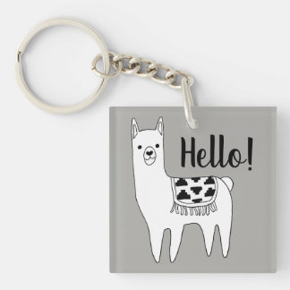 Hallo Trendy Llama Sketch Sleutelhanger