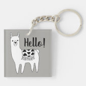 Hallo Trendy Llama Sketch Sleutelhanger (Achterkant)