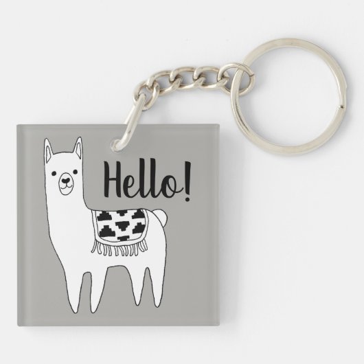 Hallo Trendy Llama Sketch Sleutelhanger (Achterkant)