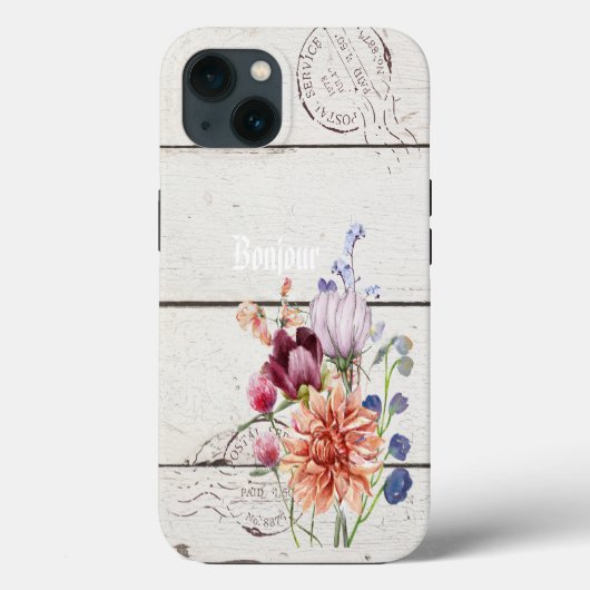Hallo Trendy rustic hout Frans achtergrond chic Case-Mate iPhone Case (Achterkant)
