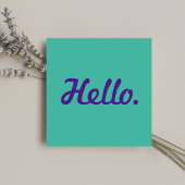 Hallo Trendy Stylish & Paarse Casual Script Vierkante Visitekaartje