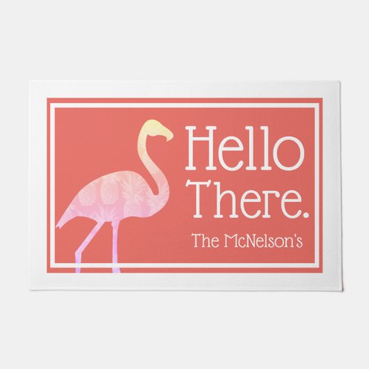 Hallo Tropische roze flamingo Deurmat (Voorkant)