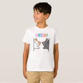 Hallo Twee katten zeggen tegen je. T-shirt (Voorkant volledig)