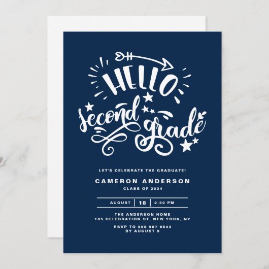 hallo tweede graad | Blauw Afstuderen van eerste r Kaart (Voorkant / Achterkant)