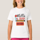 hallo tweede graad gepersonaliseerd Terug naar sch T-shirt (Voorkant)