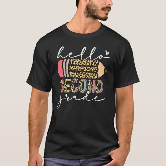 hallo tweede graad leopard potlood 2e dag Schoo T-shirt (Voorkant)