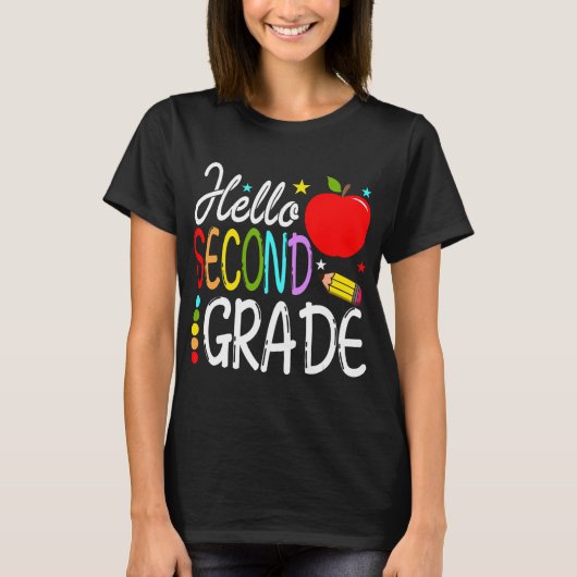 hallo Tweede graad Team 2e graad Terug naar School T-shirt (Voorkant)