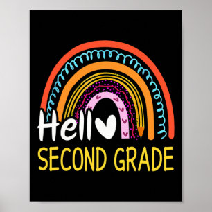 hallo tweede graad Terug naar school Regenboog 2e  Poster