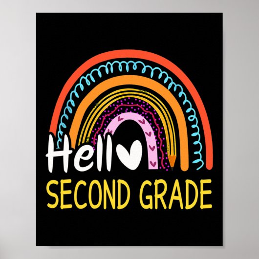 hallo tweede graad Terug naar school Regenboog 2e Poster (Voorkant)