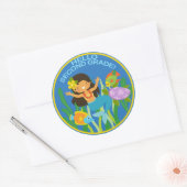 hallo tweede graad! Zeemeermin en vis Ronde Sticker (Envelop)