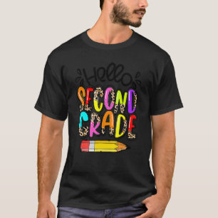 hallo tweede klas Boho leopard terug naar schoolth T-shirt