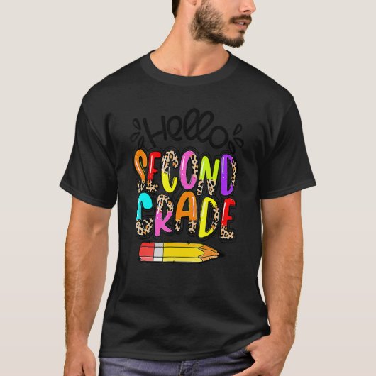 hallo tweede klas Boho leopard terug naar schoolth T-shirt (Voorkant)