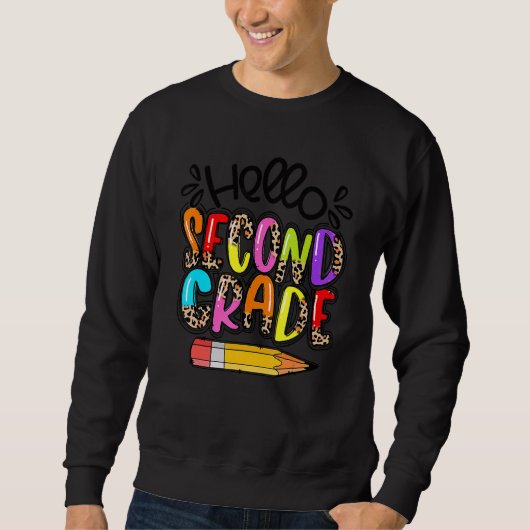 hallo tweede klas Boho leopard terug naar schoolth Trui (Voorkant)