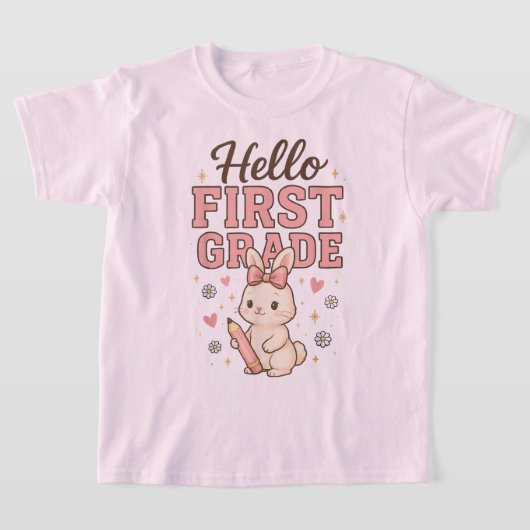 Hallo Tweede Klas Coquette Strik Lerares Meisje T-shirt (Laagn)