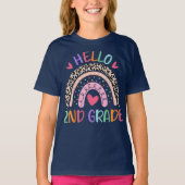 Hallo Tweede Klas Coquette Strik Lerares Meisje T-shirt (Voorkant)