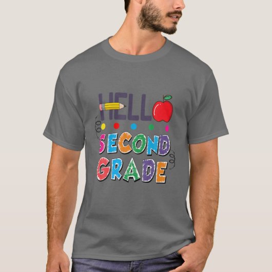 hallo tweede klas Funny terug naar schoolleraar St T-shirt (Voorkant)